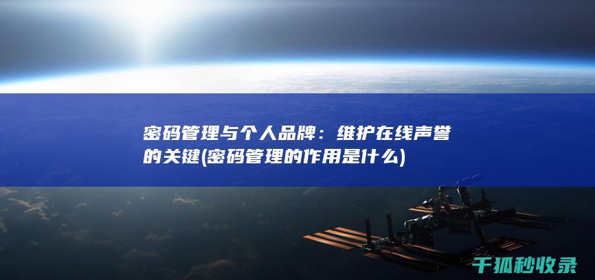 密码管理与个人品牌：维护在线声誉的关键 (密码管理的作用是什么)
