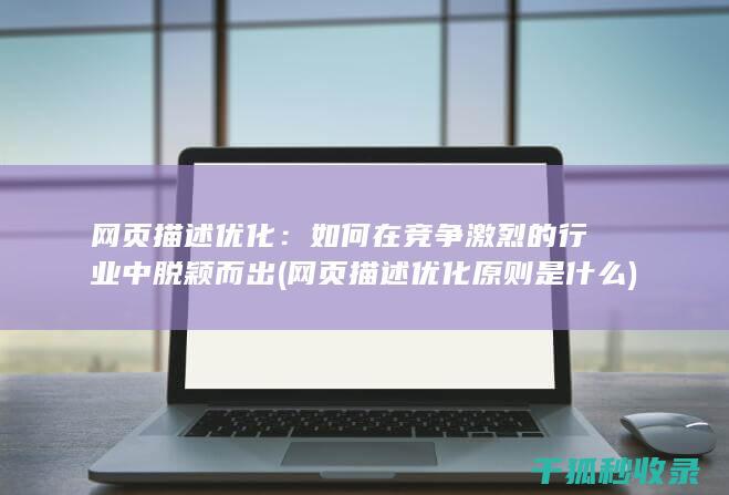 网页描述优化：如何在竞争激烈的行业中脱颖而出 (网页描述优化原则是什么)